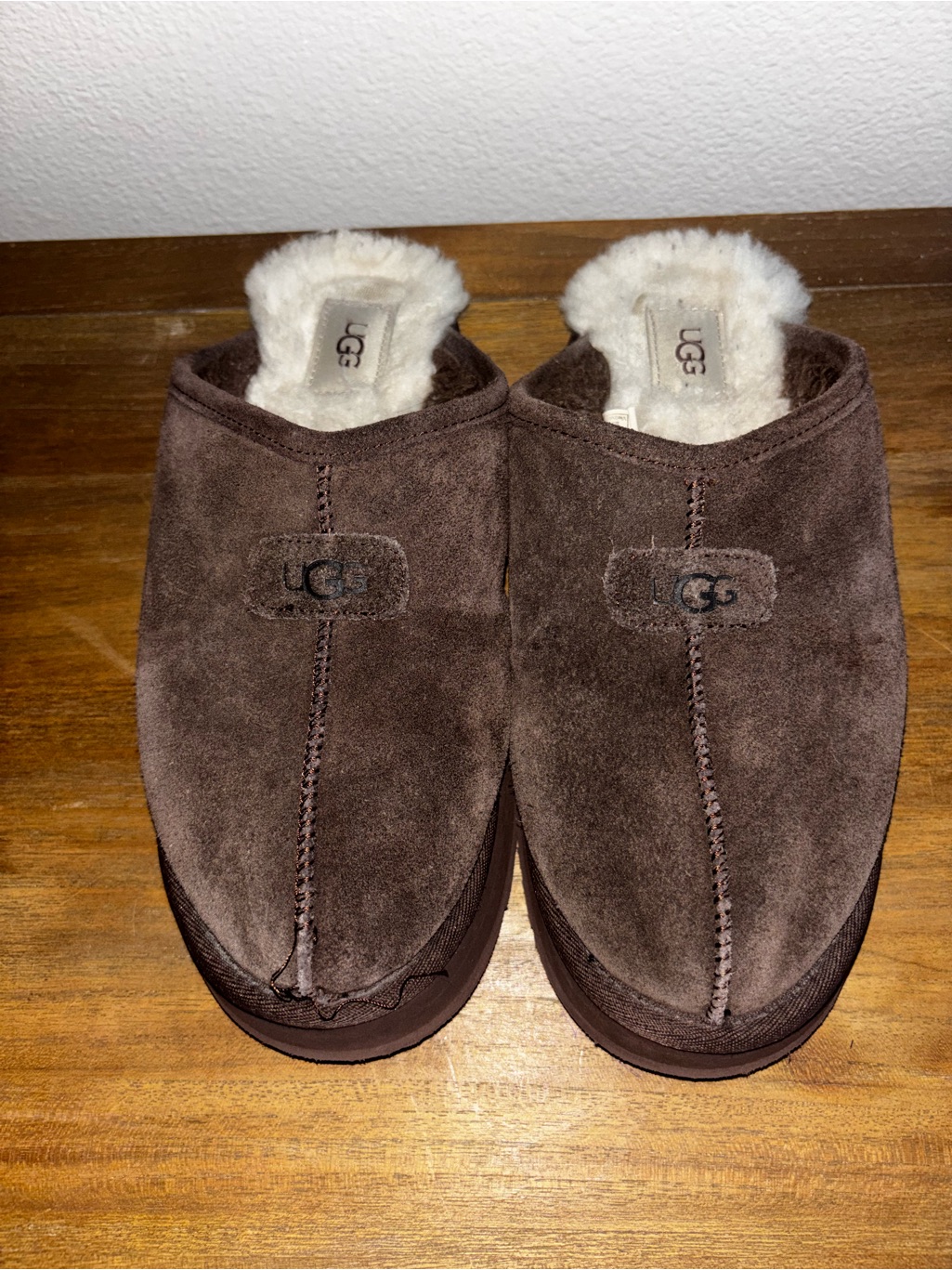 Ugg Women's Brown Suede Shearling Clog Slippers 9